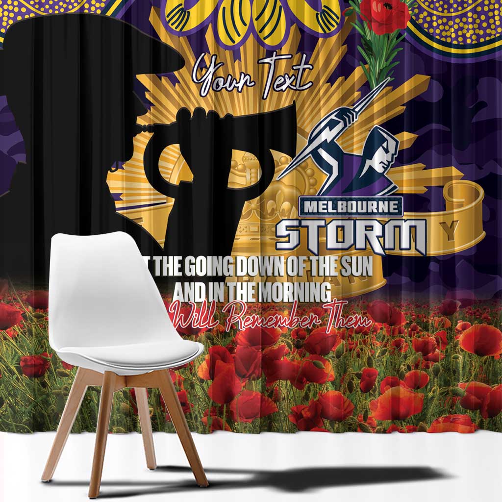 Personalised Melbourne Storm Rugby ANZAC Day Window Curtain Last Post Poppy We Will Remember Them