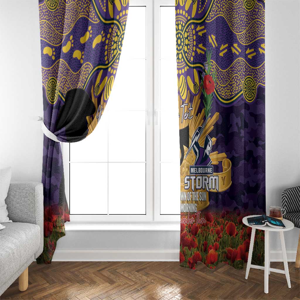 Personalised Melbourne Storm Rugby ANZAC Day Window Curtain Last Post Poppy We Will Remember Them