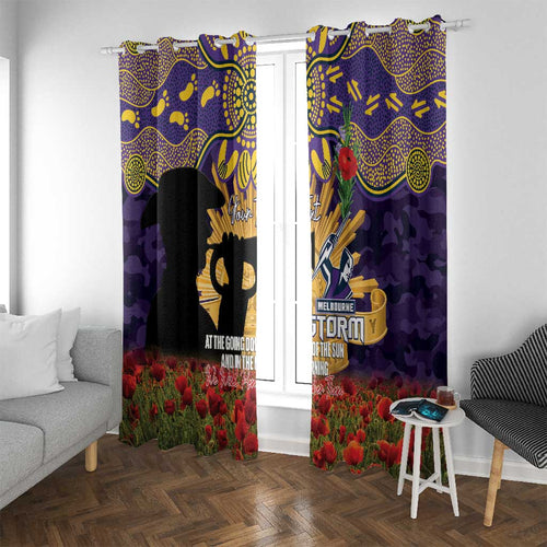 Personalised Melbourne Storm Rugby ANZAC Day Window Curtain Last Post Poppy We Will Remember Them