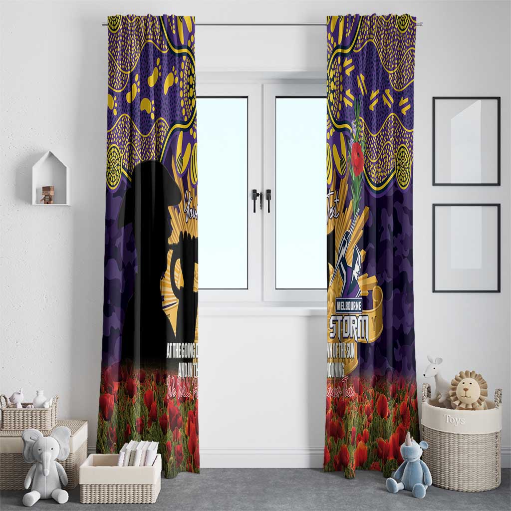 Personalised Melbourne Storm Rugby ANZAC Day Window Curtain Last Post Poppy We Will Remember Them