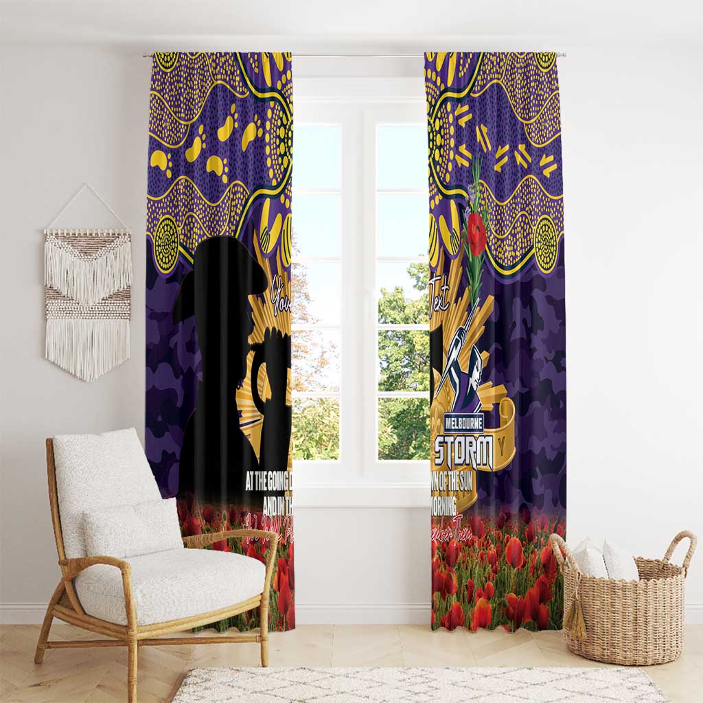 Personalised Melbourne Storm Rugby ANZAC Day Window Curtain Last Post Poppy We Will Remember Them