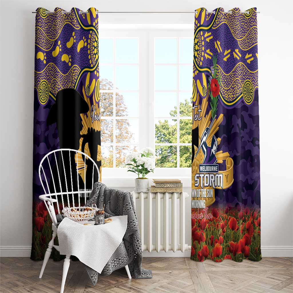 Personalised Melbourne Storm Rugby ANZAC Day Window Curtain Last Post Poppy We Will Remember Them
