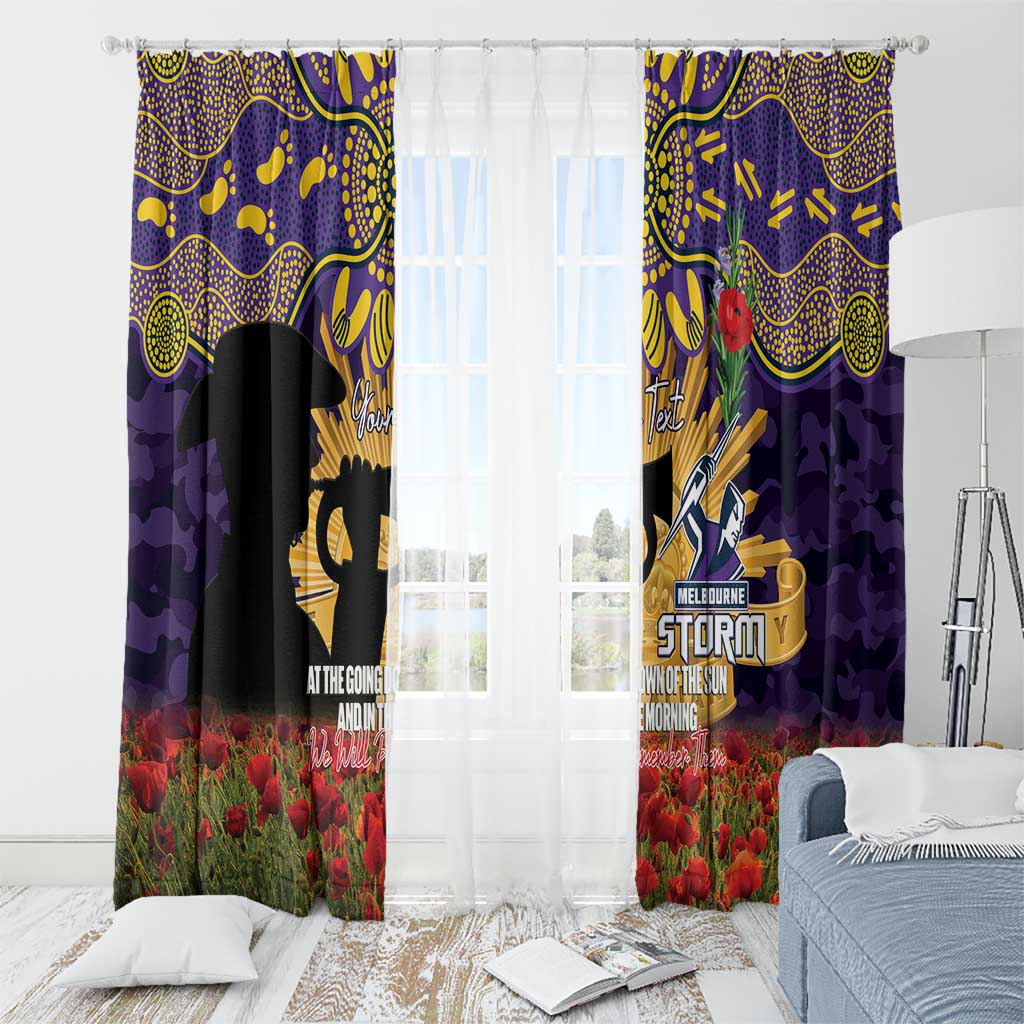 Personalised Melbourne Storm Rugby ANZAC Day Window Curtain Last Post Poppy We Will Remember Them
