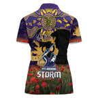 Personalised Melbourne Storm Rugby ANZAC Day Women Polo Shirt Last Post Poppy We Will Remember Them