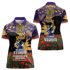 Personalised Melbourne Storm Rugby ANZAC Day Women Polo Shirt Last Post Poppy We Will Remember Them