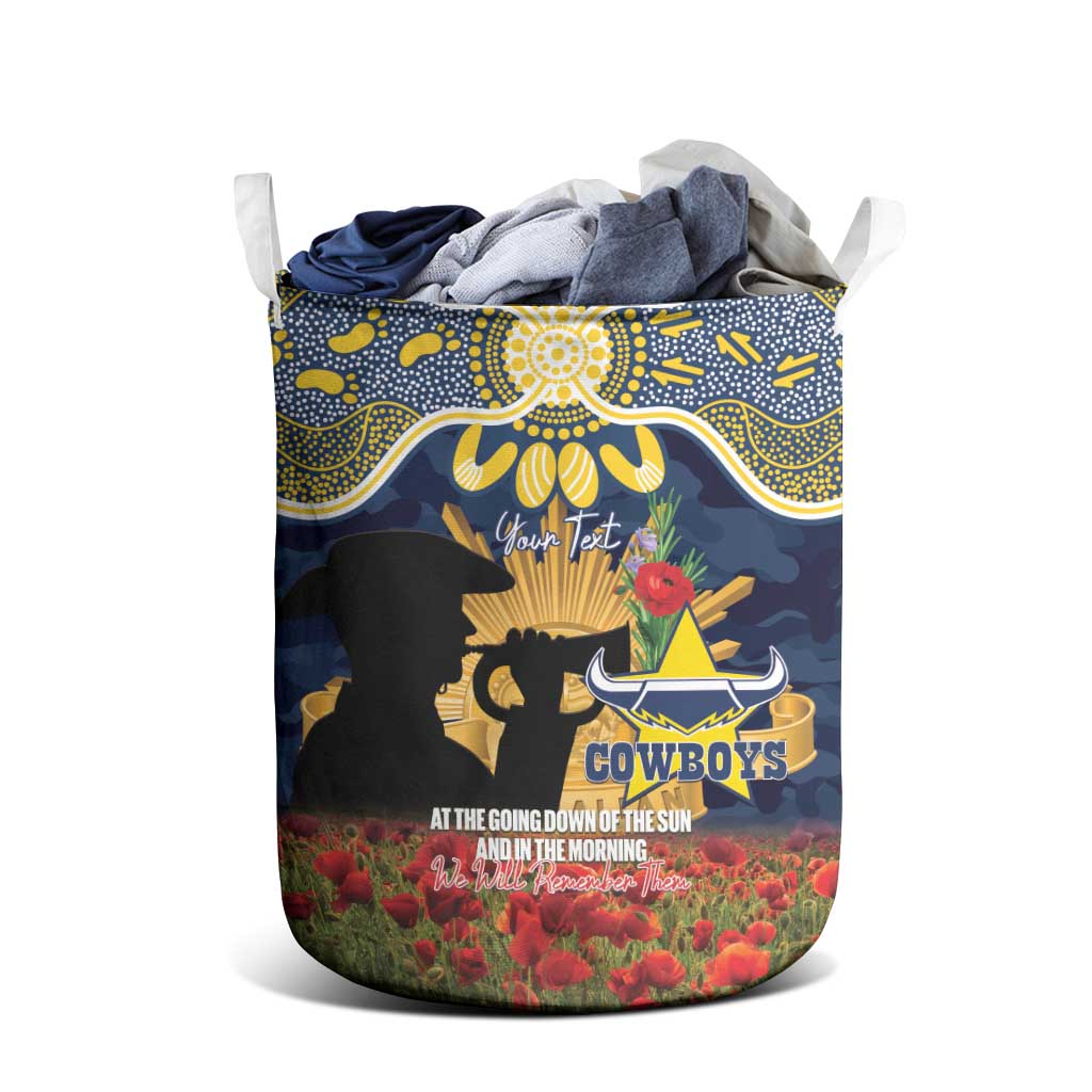 Personalised Cowboys Rugby ANZAC Day Laundry Basket Last Post Poppy We Will Remember Them