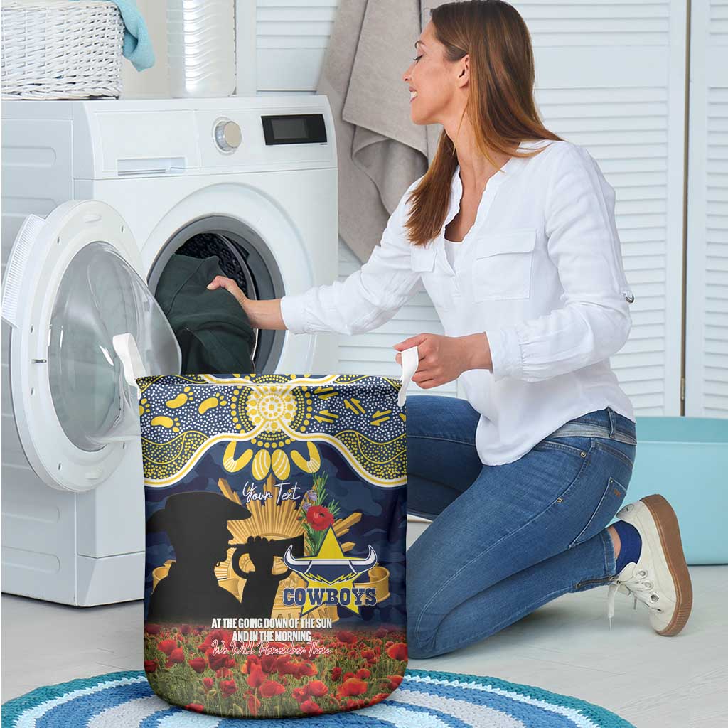 Personalised Cowboys Rugby ANZAC Day Laundry Basket Last Post Poppy We Will Remember Them