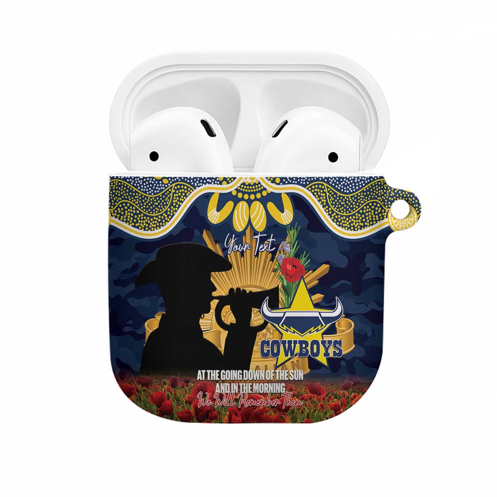 Personalised Cowboys Rugby ANZAC Day AirPods Case Last Post Poppy We Will Remember Them