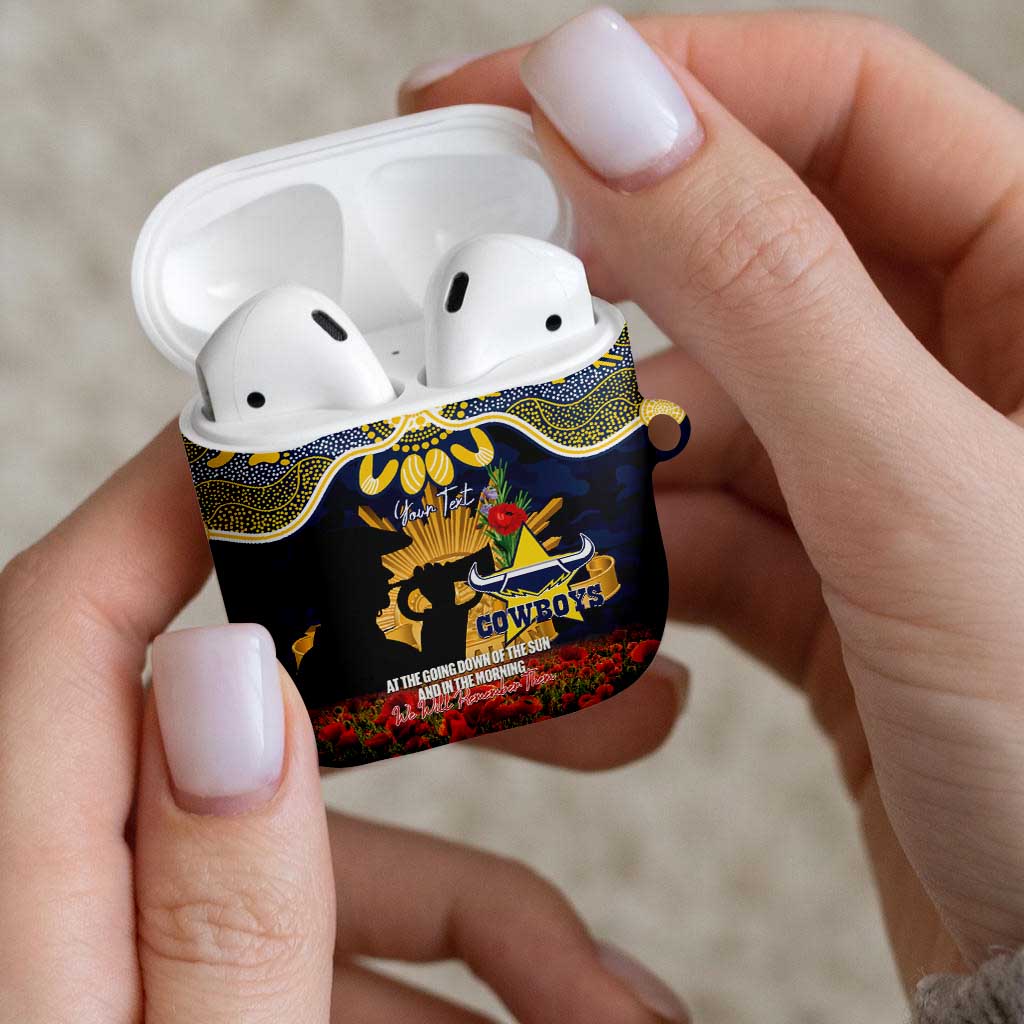 Personalised Cowboys Rugby ANZAC Day AirPods Case Last Post Poppy We Will Remember Them