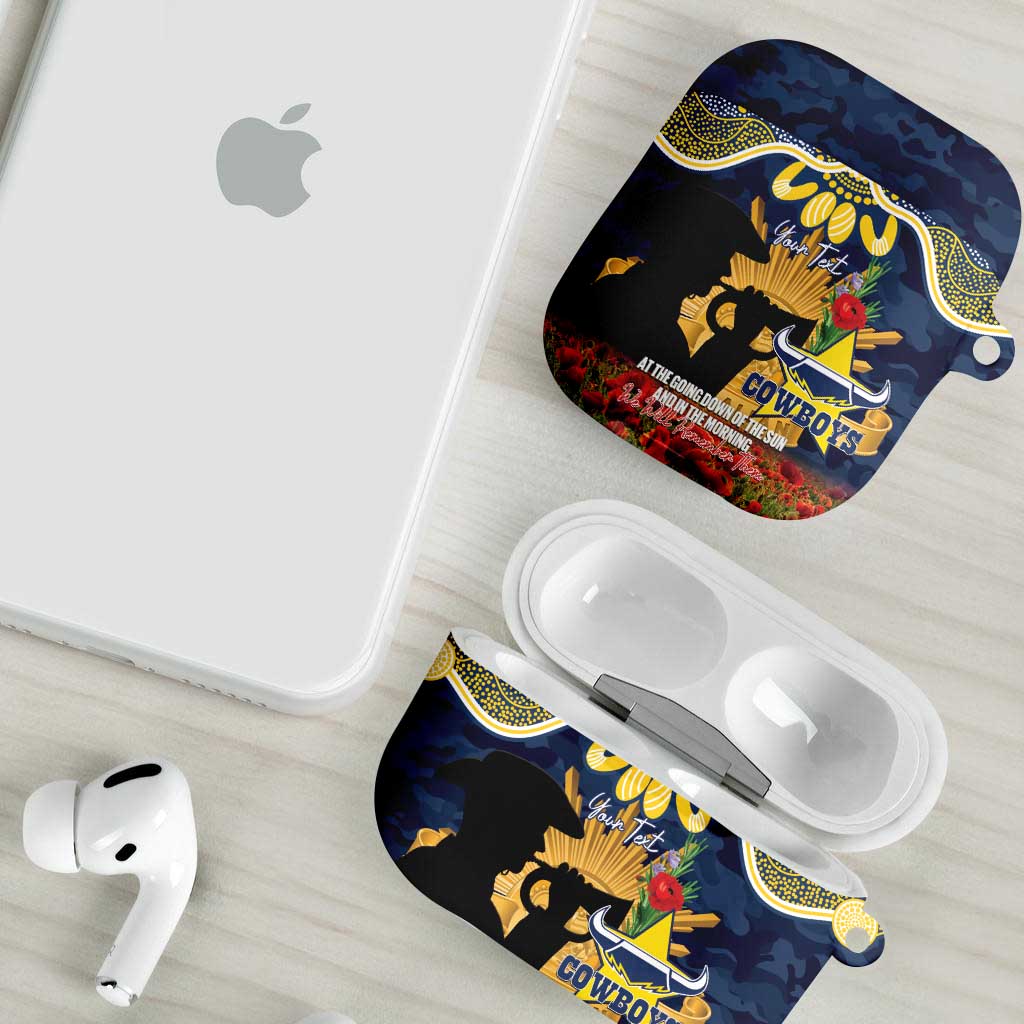 Personalised Cowboys Rugby ANZAC Day AirPods Case Last Post Poppy We Will Remember Them
