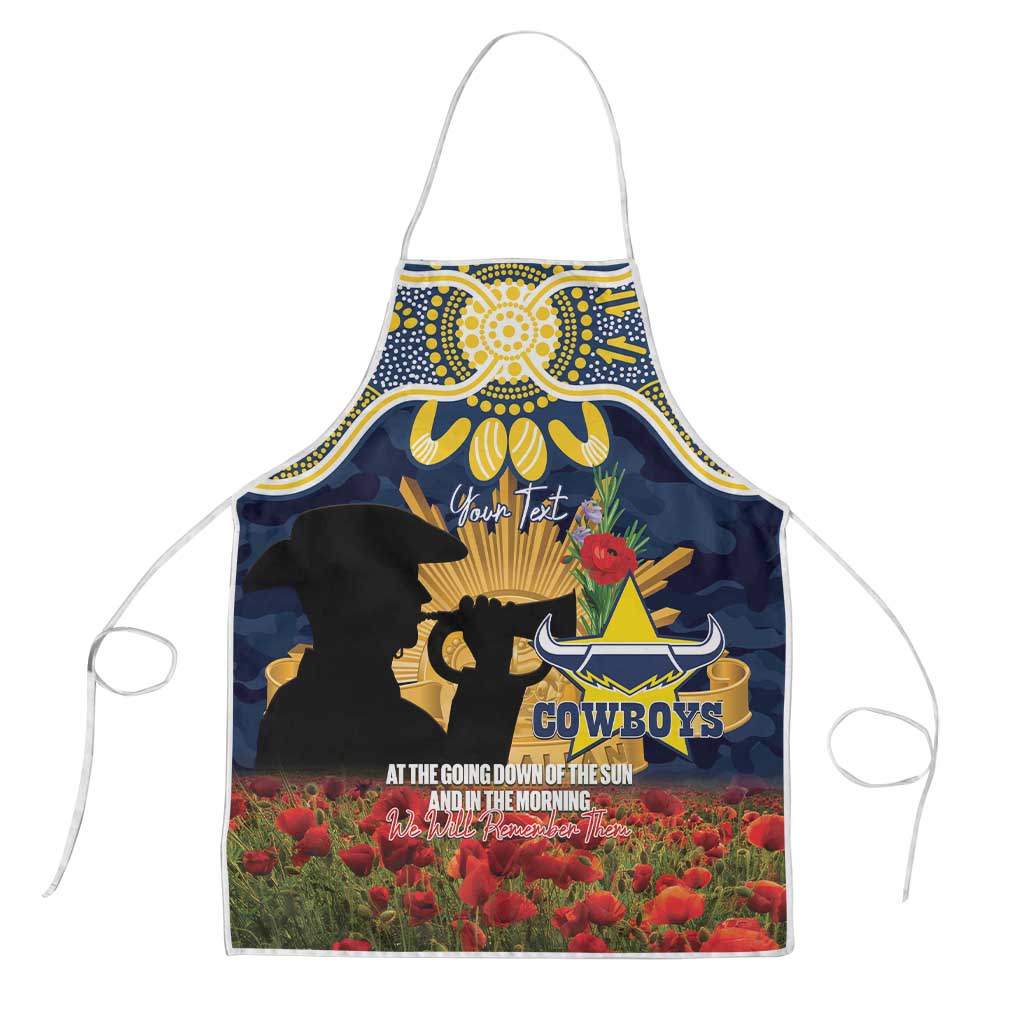 Personalised Cowboys Rugby ANZAC Day Apron Last Post Poppy We Will Remember Them
