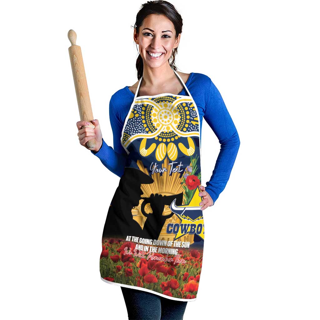 Personalised Cowboys Rugby ANZAC Day Apron Last Post Poppy We Will Remember Them