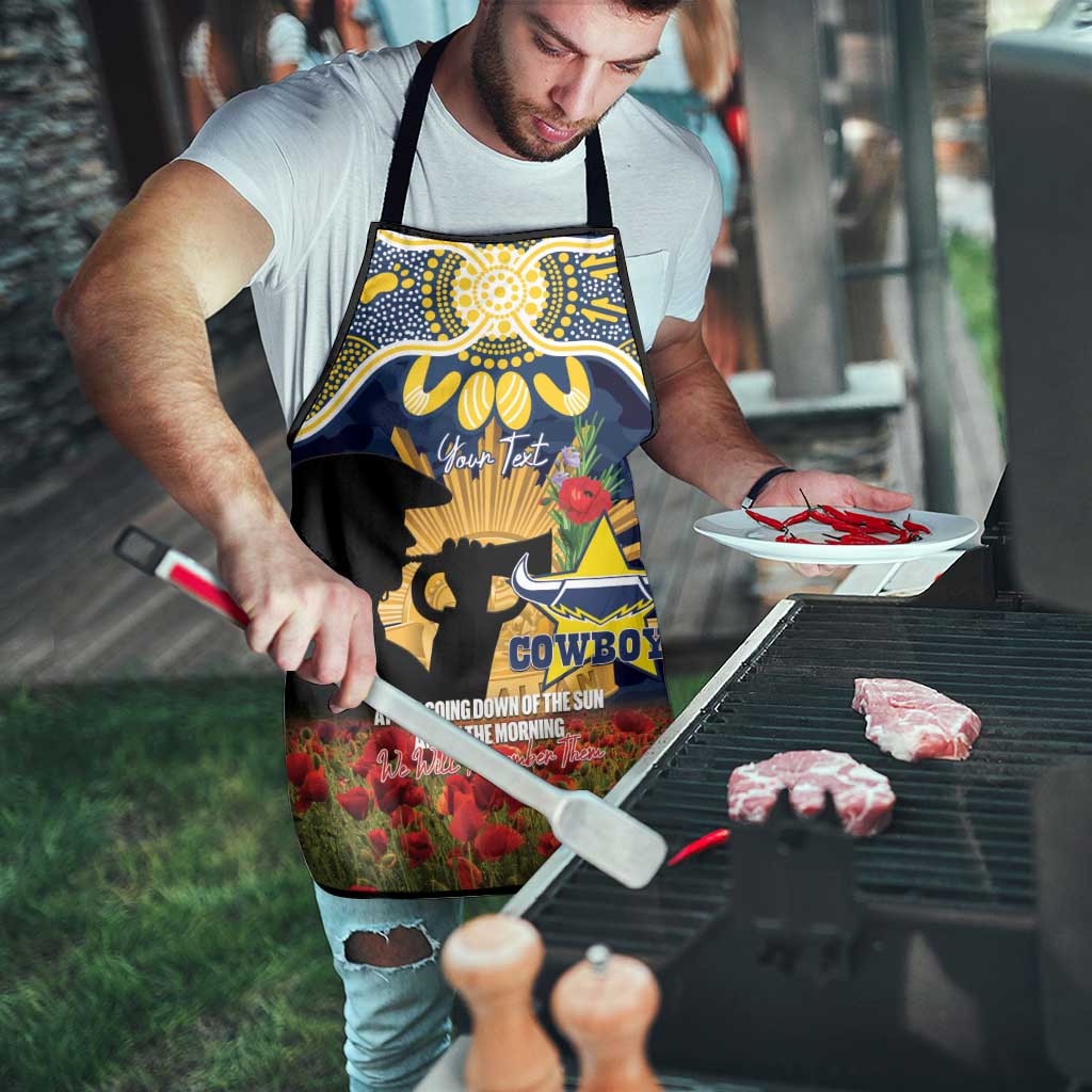 Personalised Cowboys Rugby ANZAC Day Apron Last Post Poppy We Will Remember Them