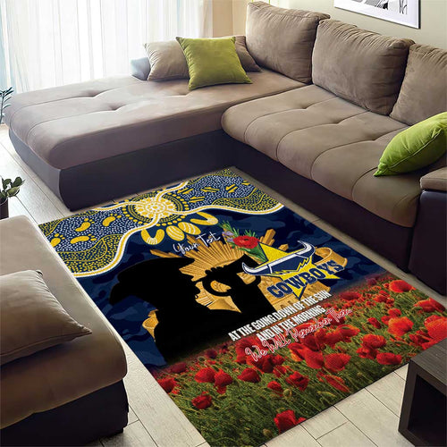 Personalised Cowboys Rugby ANZAC Day Area Rug Last Post Poppy We Will Remember Them
