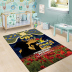 Personalised Cowboys Rugby ANZAC Day Area Rug Last Post Poppy We Will Remember Them