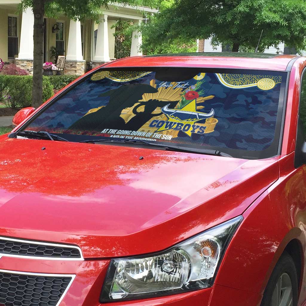 Personalised Cowboys Rugby ANZAC Day Auto Sun Shade Last Post Poppy We Will Remember Them