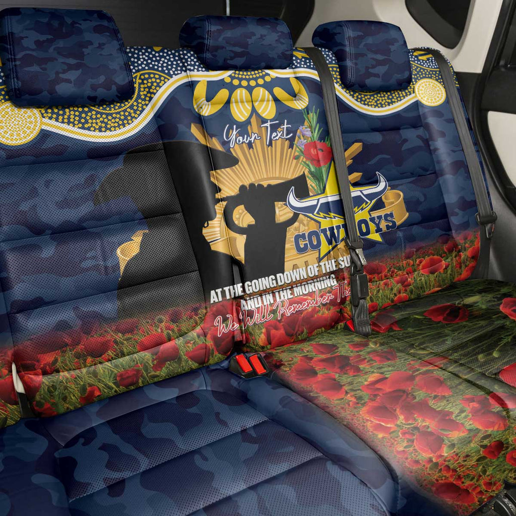 Personalised Cowboys Rugby ANZAC Day Back Car Seat Cover Last Post Poppy We Will Remember Them