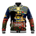 Personalised Cowboys Rugby ANZAC Day Baseball Jacket Last Post Poppy We Will Remember Them