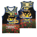 Personalised Cowboys Rugby ANZAC Day Basketball Jersey Last Post Poppy We Will Remember Them