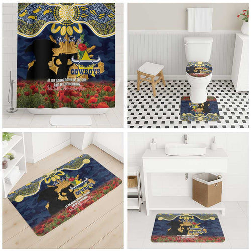 Personalised Cowboys Rugby ANZAC Day Bathroom Set Last Post Poppy We Will Remember Them
