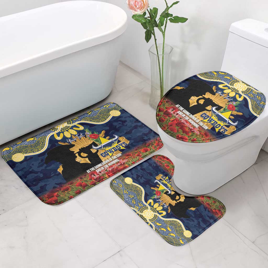 Personalised Cowboys Rugby ANZAC Day Bathroom Set Last Post Poppy We Will Remember Them