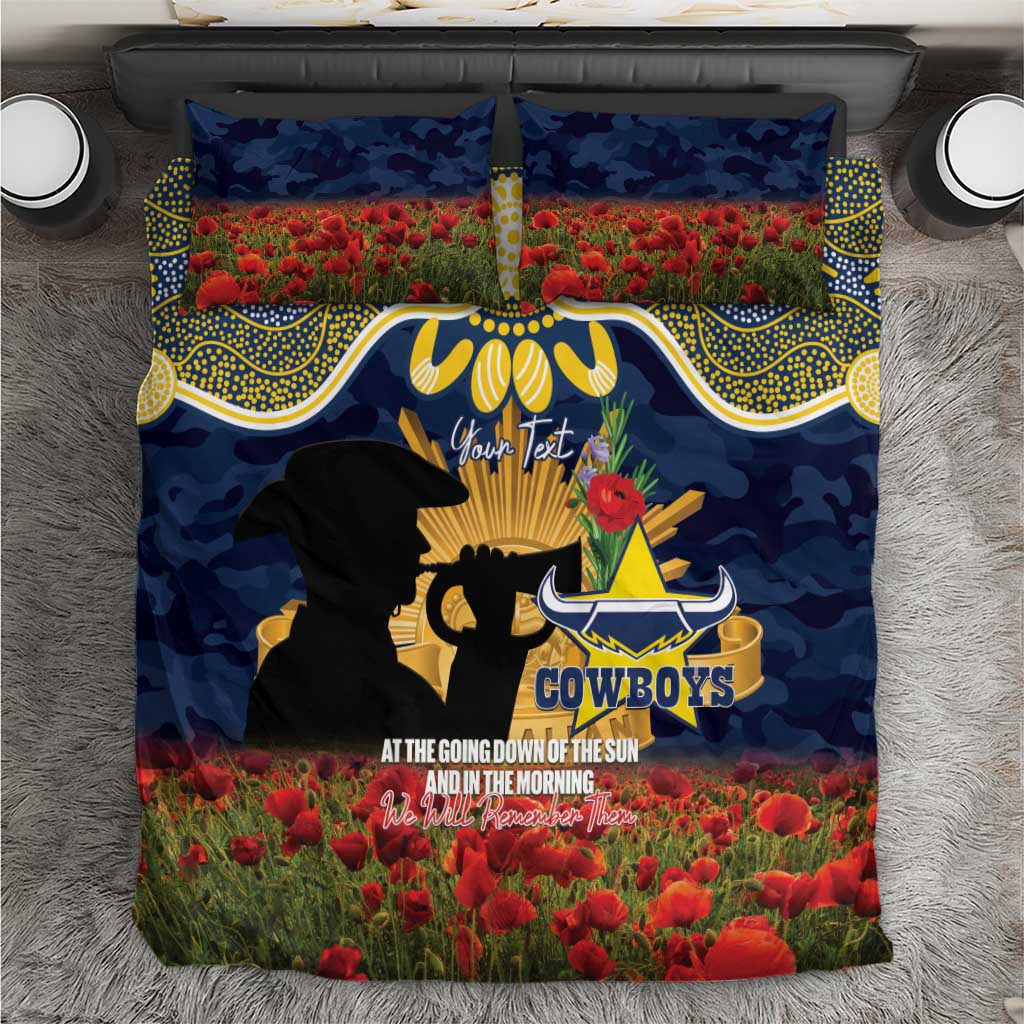 Personalised Cowboys Rugby ANZAC Day Bedding Set Last Post Poppy We Will Remember Them