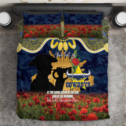 Personalised Cowboys Rugby ANZAC Day Bedding Set Last Post Poppy We Will Remember Them