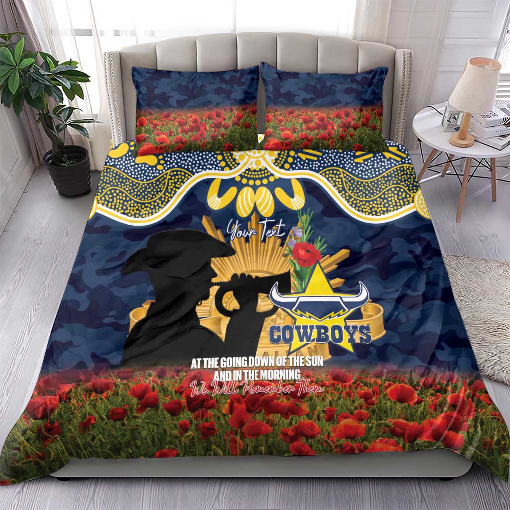Personalised Cowboys Rugby ANZAC Day Bedding Set Last Post Poppy We Will Remember Them