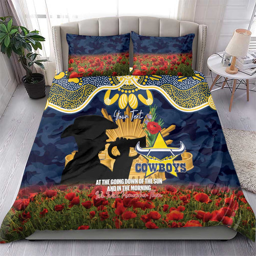 Personalised Cowboys Rugby ANZAC Day Bedding Set Last Post Poppy We Will Remember Them