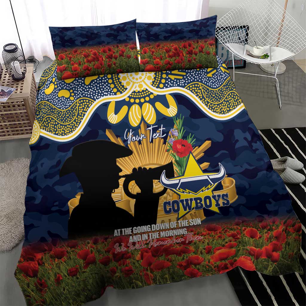 Personalised Cowboys Rugby ANZAC Day Bedding Set Last Post Poppy We Will Remember Them