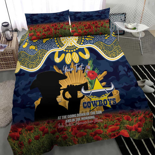 Personalised Cowboys Rugby ANZAC Day Bedding Set Last Post Poppy We Will Remember Them