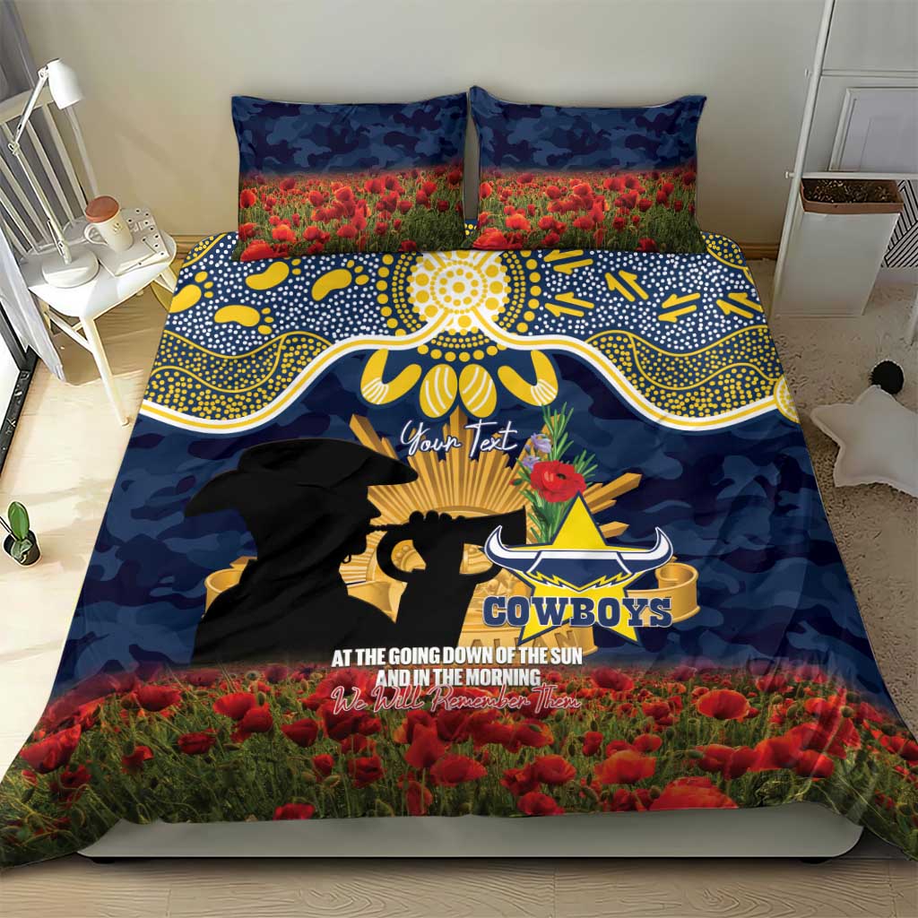 Personalised Cowboys Rugby ANZAC Day Bedding Set Last Post Poppy We Will Remember Them
