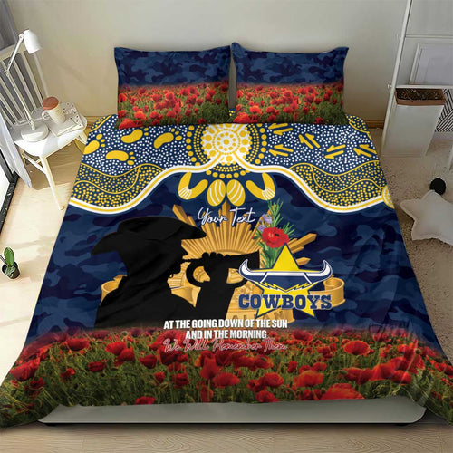 Personalised Cowboys Rugby ANZAC Day Bedding Set Last Post Poppy We Will Remember Them