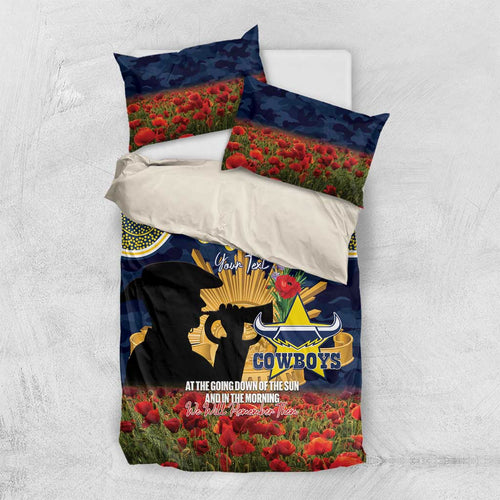 Personalised Cowboys Rugby ANZAC Day Bedding Set Last Post Poppy We Will Remember Them