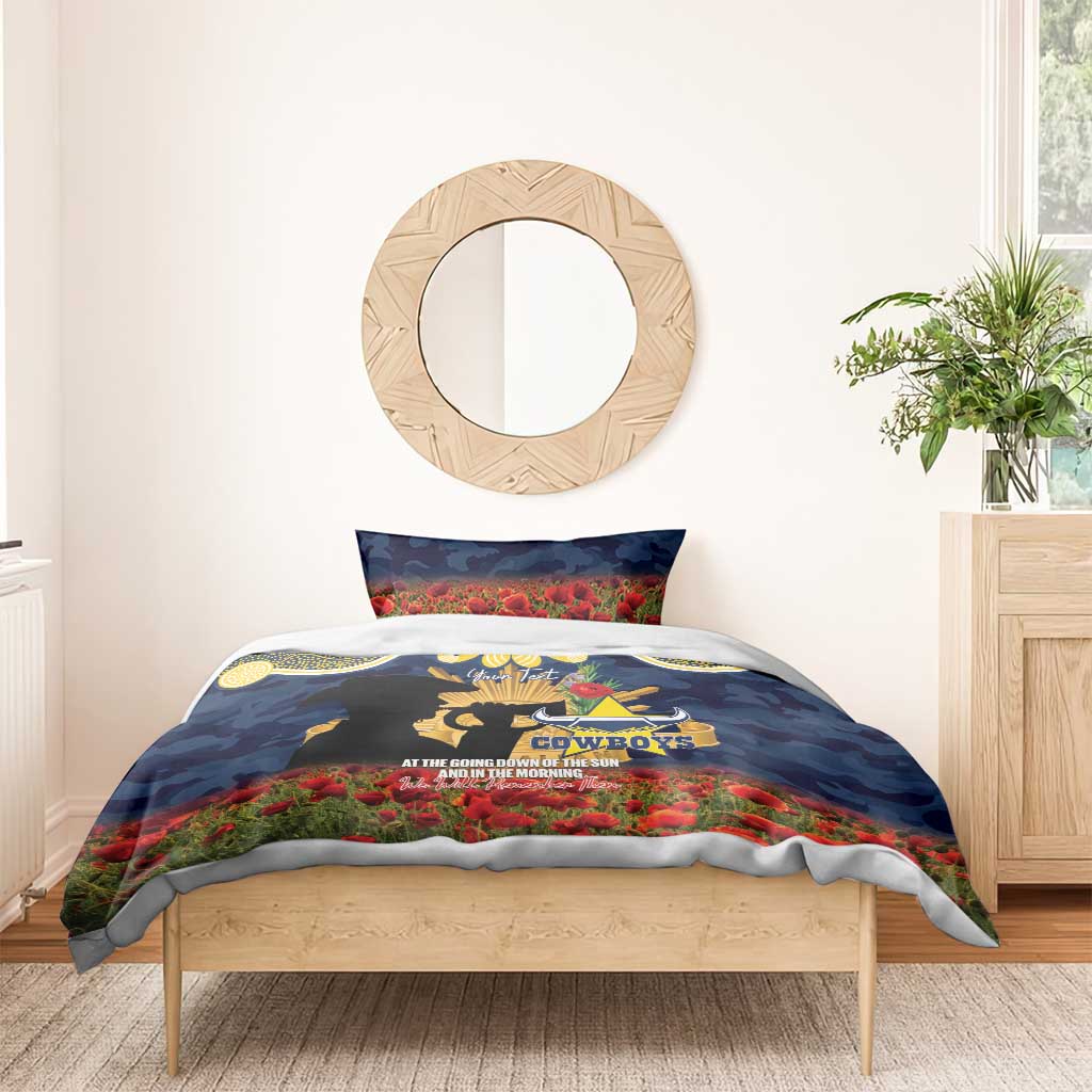 Personalised Cowboys Rugby ANZAC Day Bedding Set Last Post Poppy We Will Remember Them