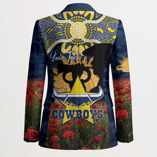 Personalised Cowboys Rugby ANZAC Day Blazer Last Post Poppy We Will Remember Them