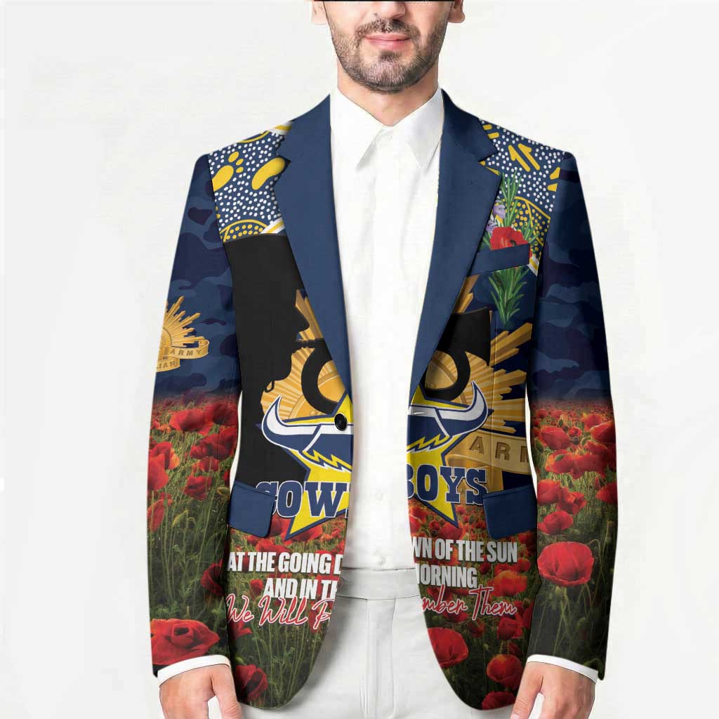 Personalised Cowboys Rugby ANZAC Day Blazer Last Post Poppy We Will Remember Them