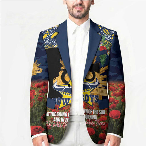 Personalised Cowboys Rugby ANZAC Day Blazer Last Post Poppy We Will Remember Them