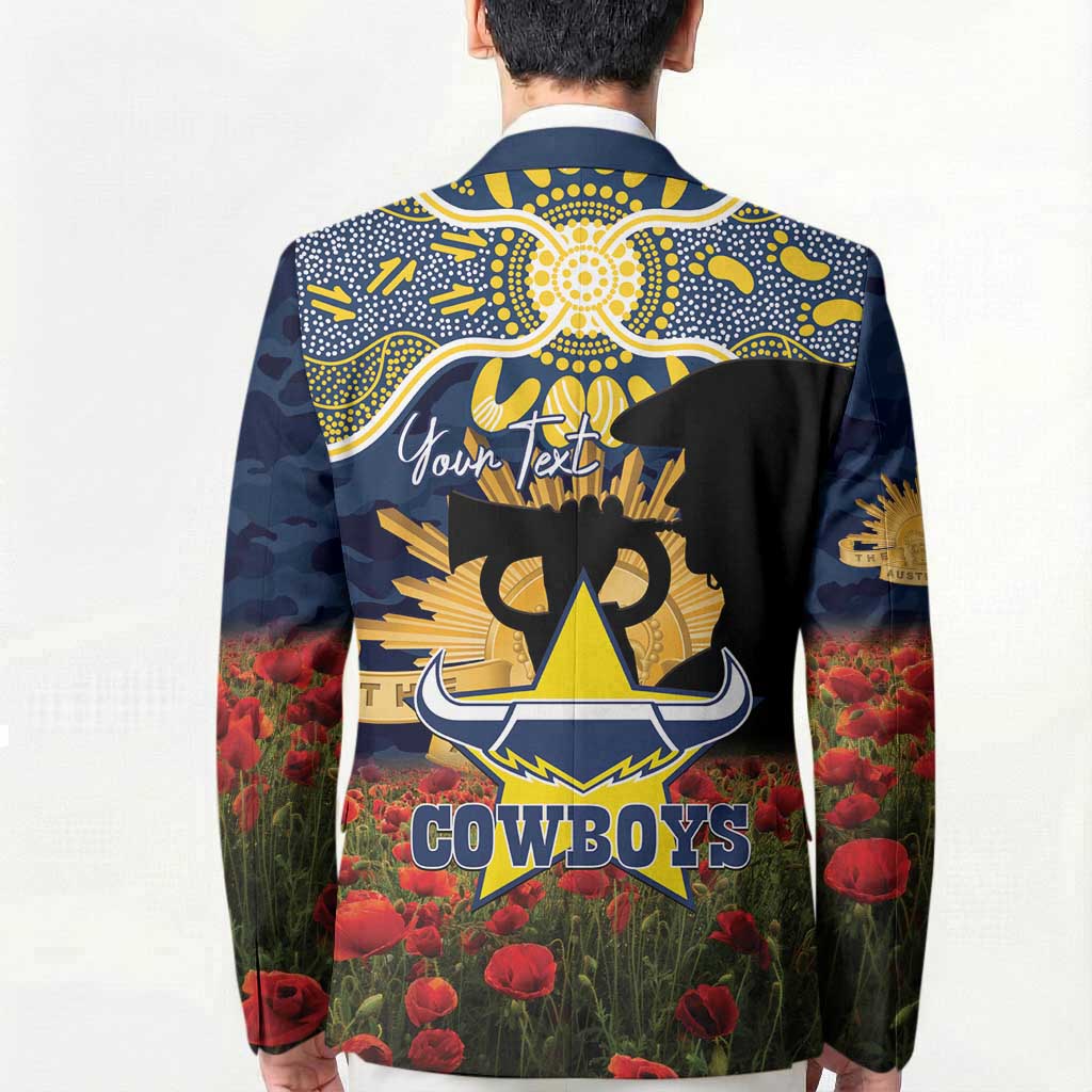 Personalised Cowboys Rugby ANZAC Day Blazer Last Post Poppy We Will Remember Them