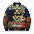 Personalised Cowboys Rugby ANZAC Day Bomber Puffer Jacket Last Post Poppy We Will Remember Them