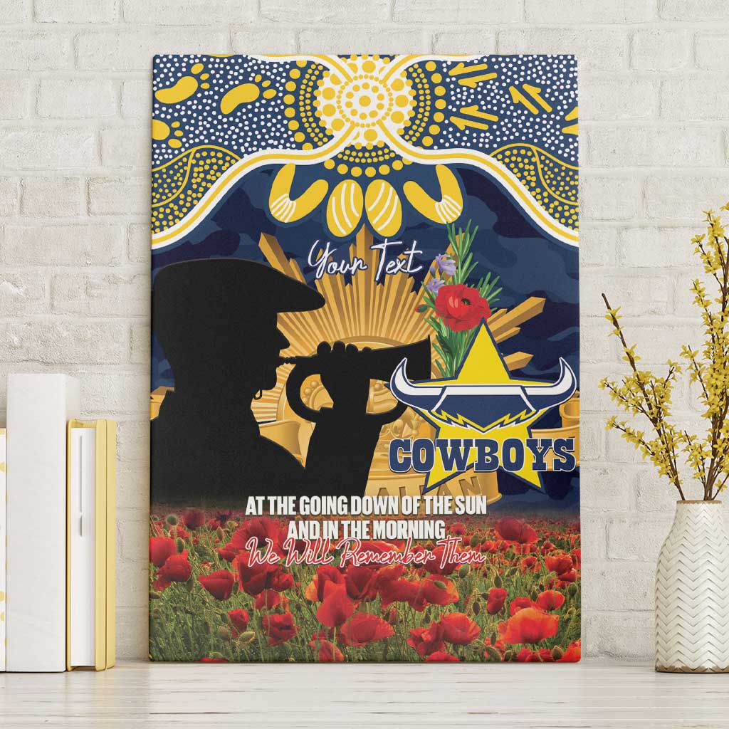 Personalised Cowboys Rugby ANZAC Day Canvas Wall Art Last Post Poppy We Will Remember Them