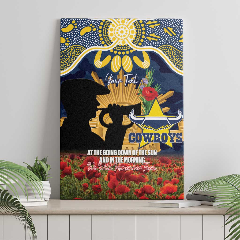 Personalised Cowboys Rugby ANZAC Day Canvas Wall Art Last Post Poppy We Will Remember Them