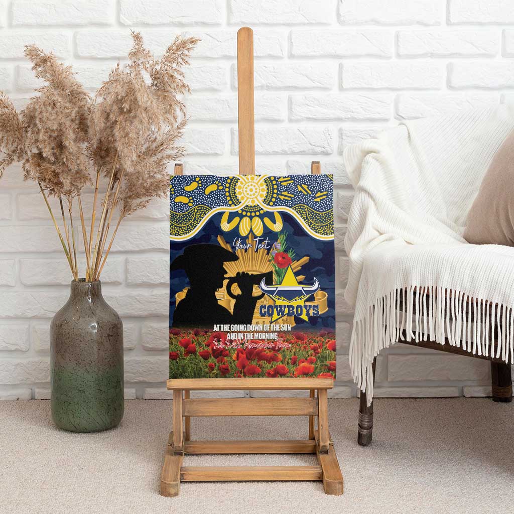 Personalised Cowboys Rugby ANZAC Day Canvas Wall Art Last Post Poppy We Will Remember Them