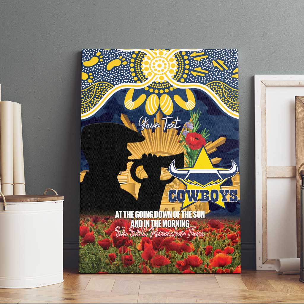 Personalised Cowboys Rugby ANZAC Day Canvas Wall Art Last Post Poppy We Will Remember Them
