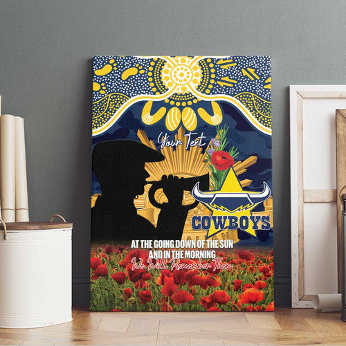 Personalised Cowboys Rugby ANZAC Day Canvas Wall Art Last Post Poppy We Will Remember Them