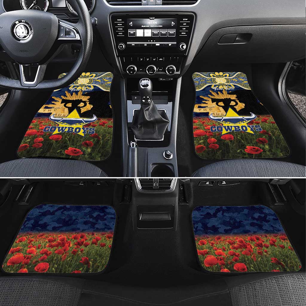 Personalised Cowboys Rugby ANZAC Day Car Mats Last Post Poppy We Will Remember Them