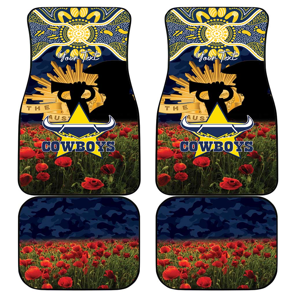 Personalised Cowboys Rugby ANZAC Day Car Mats Last Post Poppy We Will Remember Them
