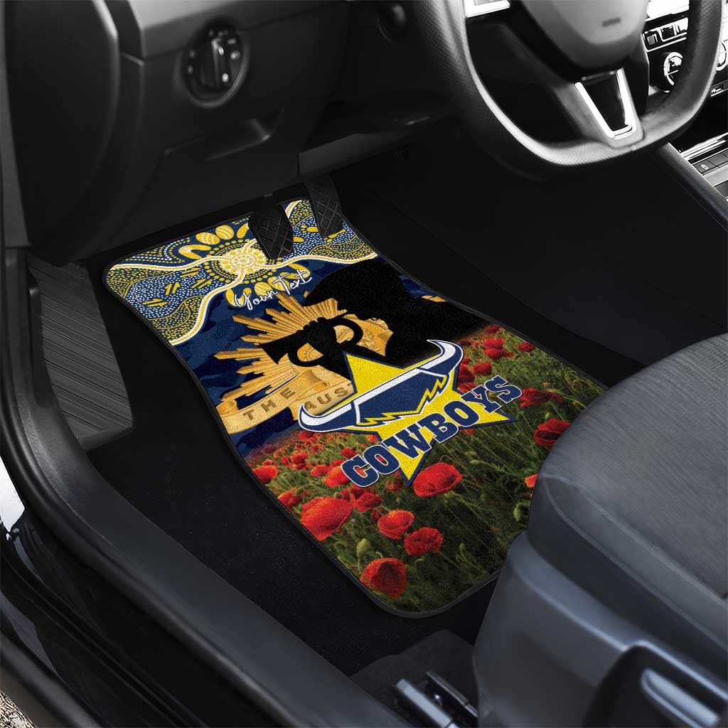 Personalised Cowboys Rugby ANZAC Day Car Mats Last Post Poppy We Will Remember Them