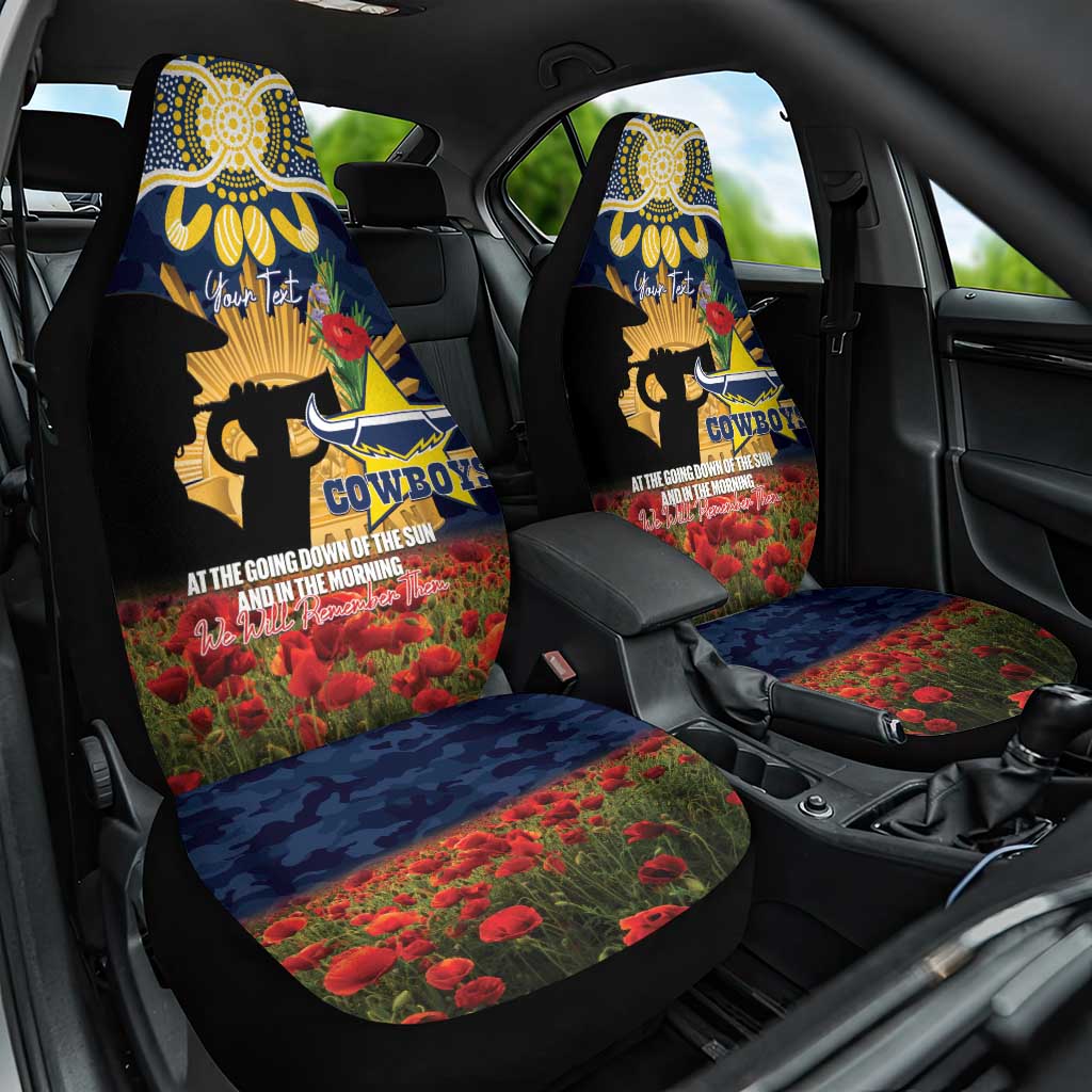 Personalised Cowboys Rugby ANZAC Day Car Seat Cover Last Post Poppy We Will Remember Them