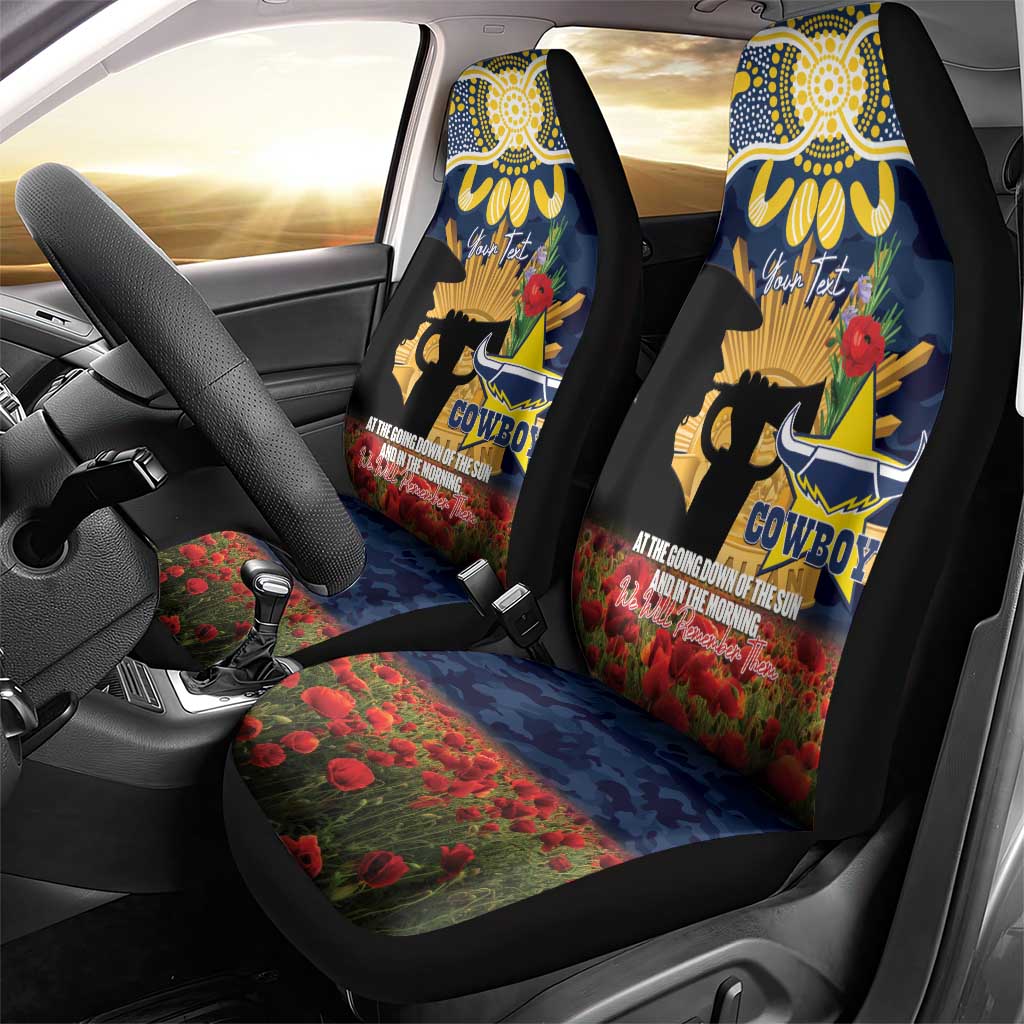 Personalised Cowboys Rugby ANZAC Day Car Seat Cover Last Post Poppy We Will Remember Them